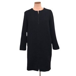 J Crew Double Cloth Collarless Pea Coat Size 8 Black Wool Blend